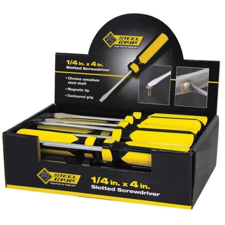 Protectionpro 0.25 x 4 in. Slotted Screwdriver Counter Top Display Steelgrip, 24PK PR3298564